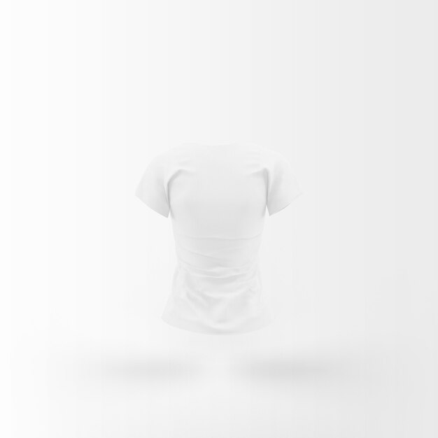 camiseta branca flutuando no branco