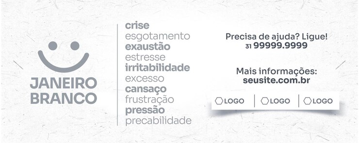 PSD grátis campanha de banners nas redes sociais janeiro branco é saúde mental