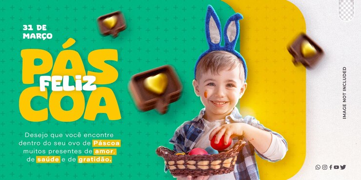 PSD grátis campanha de páscoa de psd nas redes sociais feliz páscoa no brasil português
