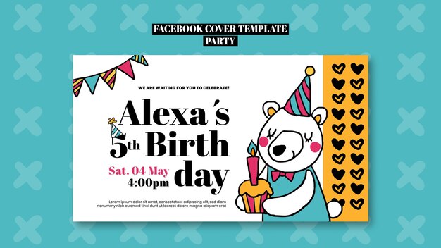 Capa de facebook de comemoração de festa de aniversário