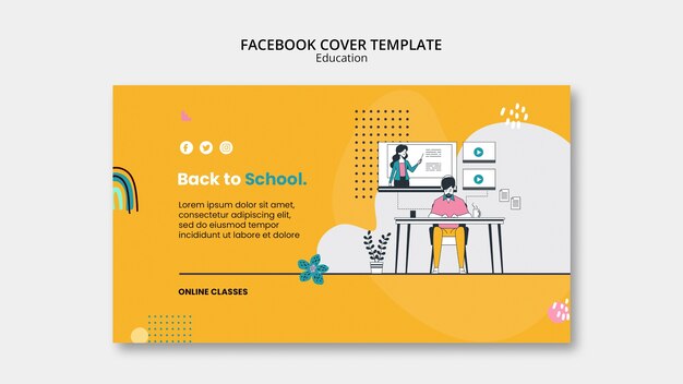 Capa de facebook de conceito de educação de design plano
