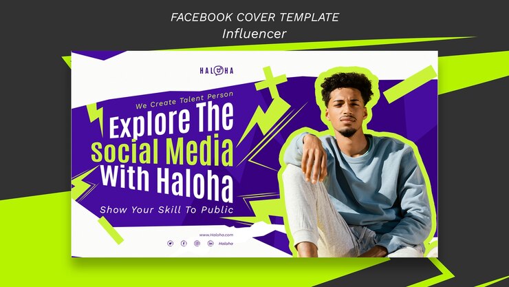 PSD grátis capa de facebook de estratégia de influenciador de design plano