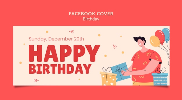 PSD grátis capa de facebook de festa de aniversário de design plano