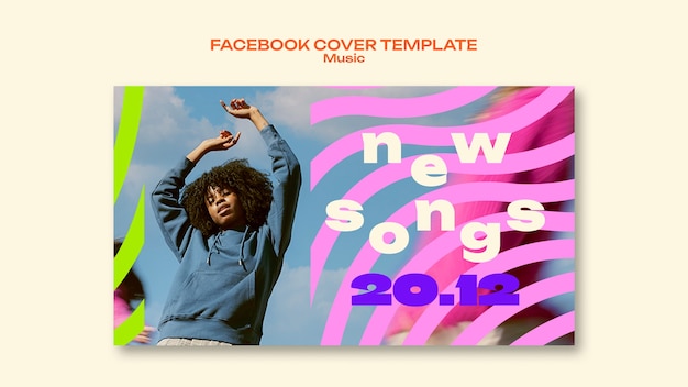 PSD grátis capa de facebook de lançamento de música de design plano