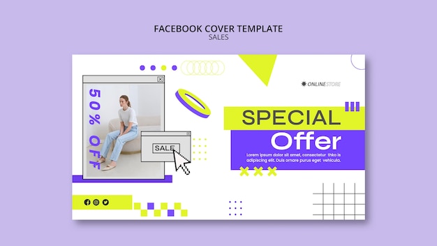 Capa de facebook de oferta de vendas geométricas