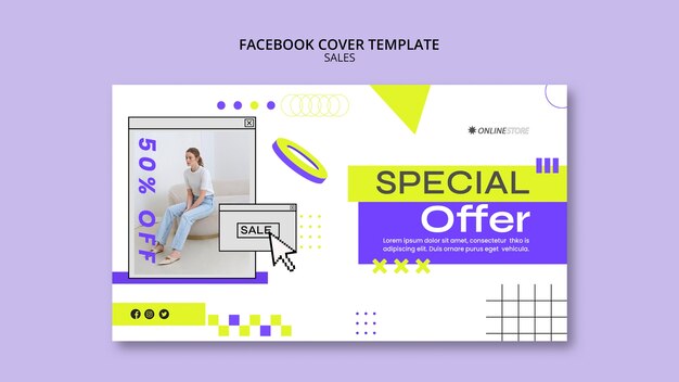 Capa de facebook de oferta de vendas geométricas