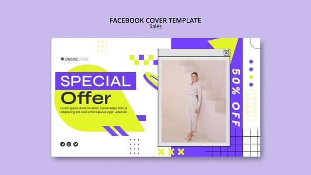 Capa de facebook de oferta de vendas geométricas