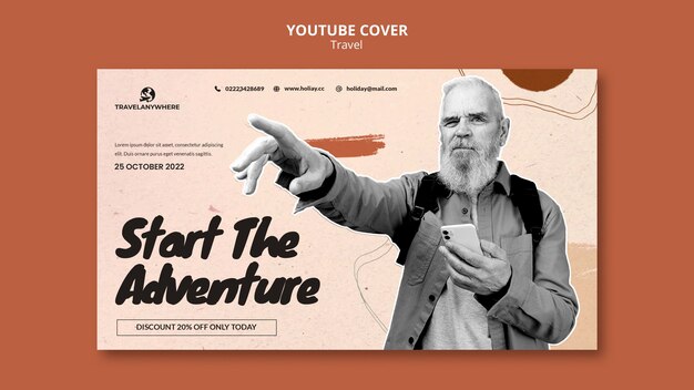 Capa de viagem do youtube desenhada à mão