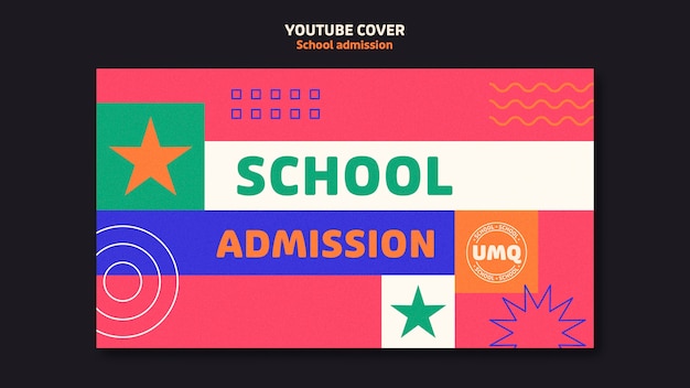 Capa de youtube de admissão de escola de design plano