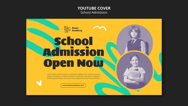 Capa de youtube de admissão de escola de design plano