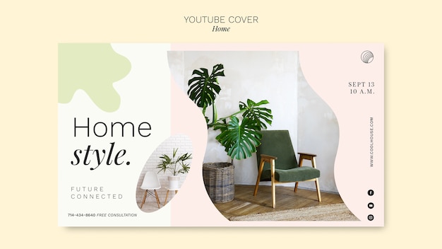 Capa de youtube de design de casa de design plano