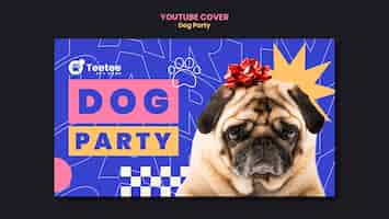 PSD grátis capa de youtube de festa de cachorro de design plano