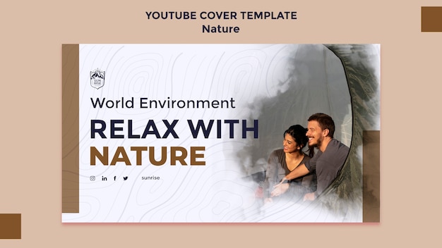 PSD grátis capa de youtube de retiro de natureza de design plano