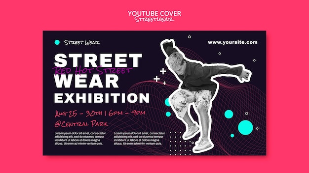 PSD grátis capa de youtube de streetwear de design plano