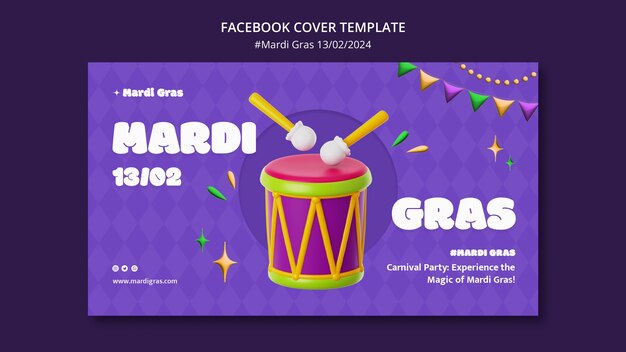 PSD grátis capa do facebook da celebração do mardi gras