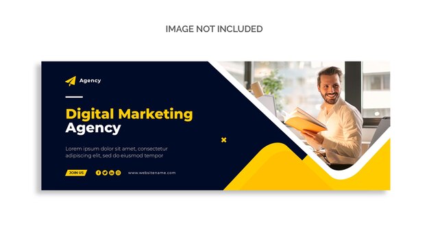 Capa do Facebook de marketing digital e modelo de banner da web