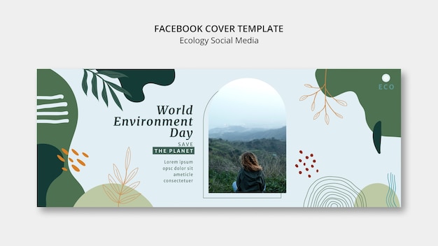 PSD grátis capa do facebook do conceito de ecologia desenhada à mão