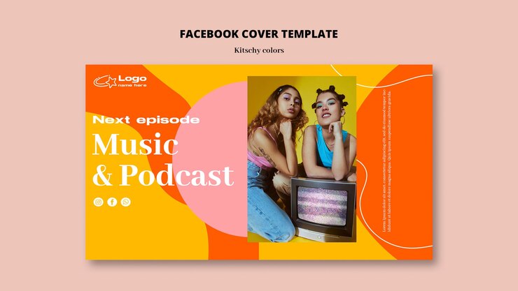 PSD grátis capa do facebook estilo cores kitsch