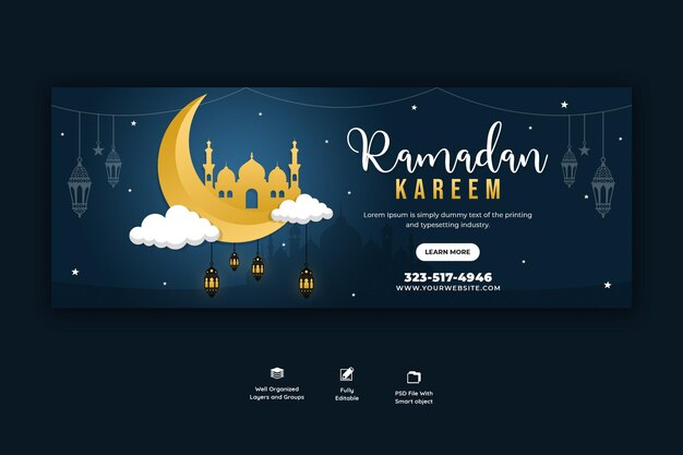 Capa do Facebook religioso do festival tradicional islâmico Ramadan Kareem