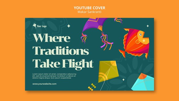 PSD grátis capa do youtube da celebração de makar sankranti