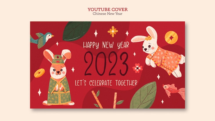 PSD grátis capa do youtube da celebração do ano novo chinês
