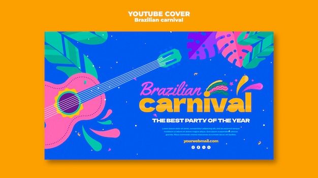 PSD grátis capa do youtube da celebração do carnaval brasileiro