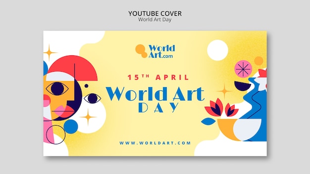 PSD grátis capa do youtube da celebração do dia mundial da arte