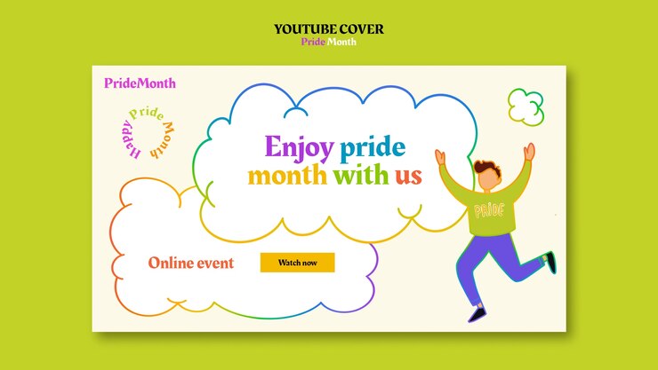 PSD grátis capa do youtube da celebração do mês do orgulho