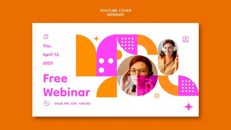 PSD grátis capa do youtube da conferência webinar
