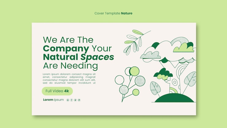 PSD grátis capa do youtube da empresa de natureza desenhada à mão
