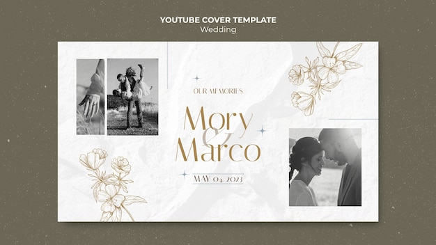 PSD grátis capa do youtube de celebração de casamento floral