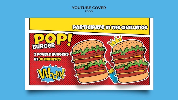 Capa do youtube de comida pop art Psd grátis