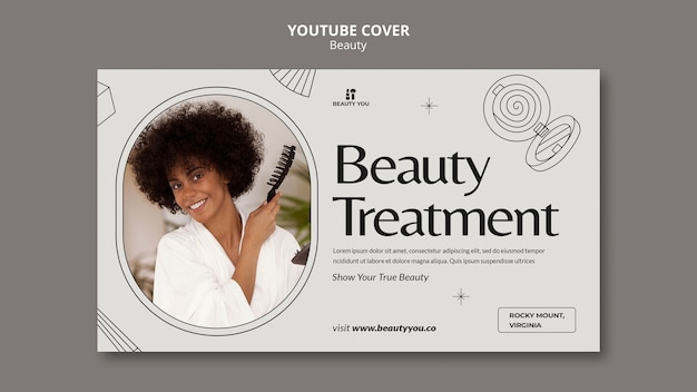 PSD grátis capa do youtube de conceito de beleza desenhado à mão