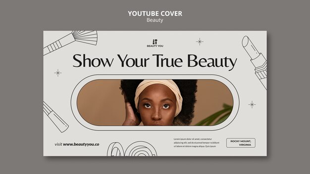 PSD grátis capa do youtube de conceito de beleza desenhado à mão