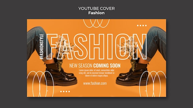 PSD grátis capa do youtube de conceito de moda de design plano