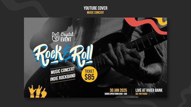 PSD grátis capa do youtube de concerto de rock