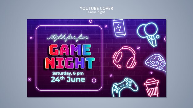 Capa do YouTube de entretenimento da noite de jogos