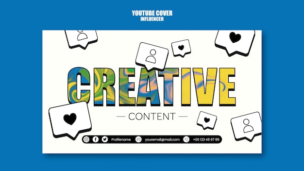 Capa do youtube de estilo de vida de influenciador de design plano