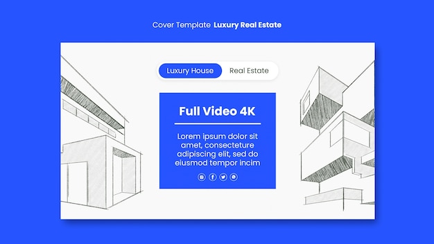 PSD grátis capa do youtube de imóveis de luxo