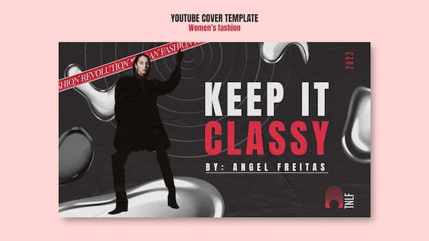 PSD grátis capa do youtube de moda feminina