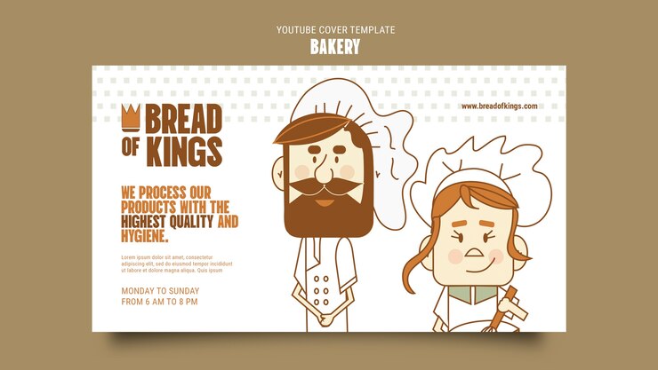 PSD grátis capa do youtube de produtos assados desenhados à mão