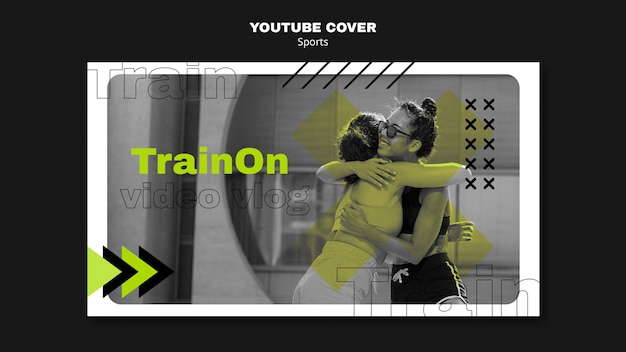 PSD grátis capa do youtube de treino de design plano