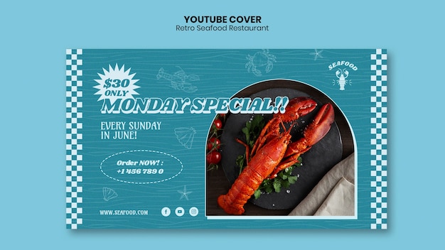 Capa do YouTube de um restaurante de comida deliciosa