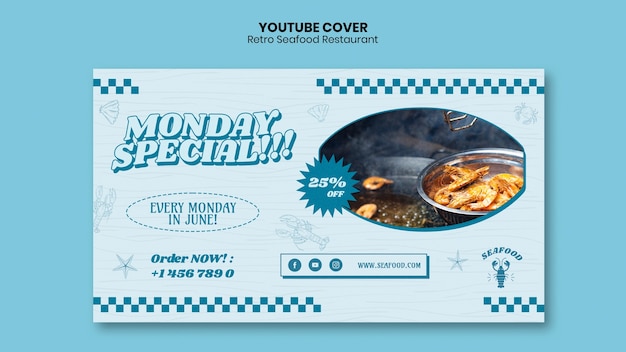 Capa do youtube de um restaurante de comida deliciosa