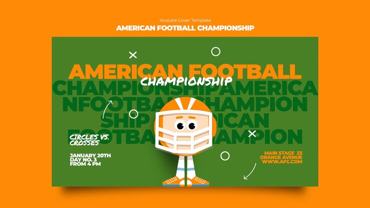 PSD grátis capa do youtube do campeonato de futebol americano