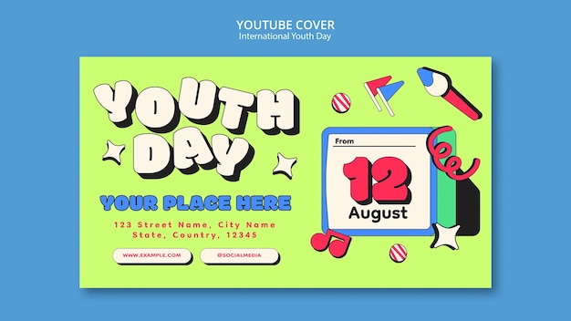 PSD grátis capa do youtube do dia internacional da juventude