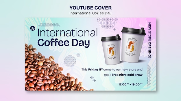 PSD grátis capa do youtube do dia internacional do café