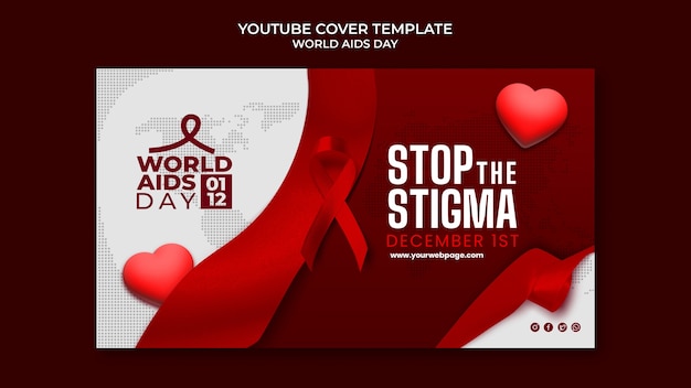 PSD grátis capa do youtube do dia mundial da aids