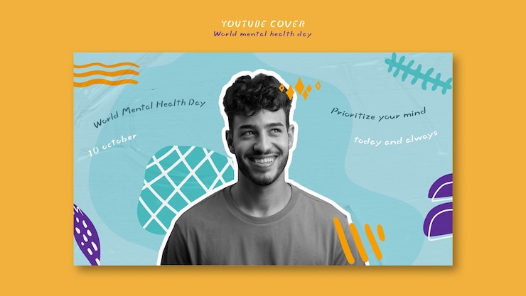 PSD grátis capa do youtube do dia mundial da saúde mental