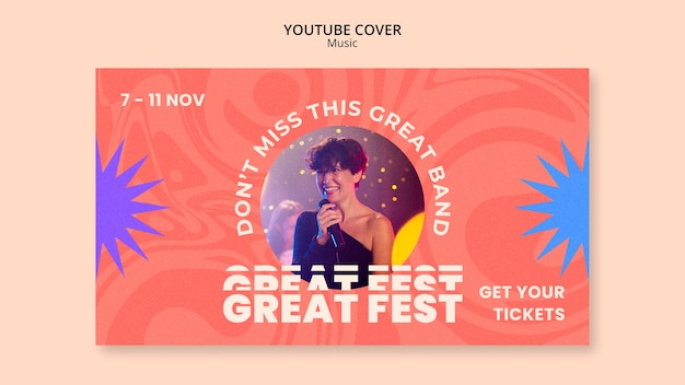 PSD grátis capa do youtube do festival de música